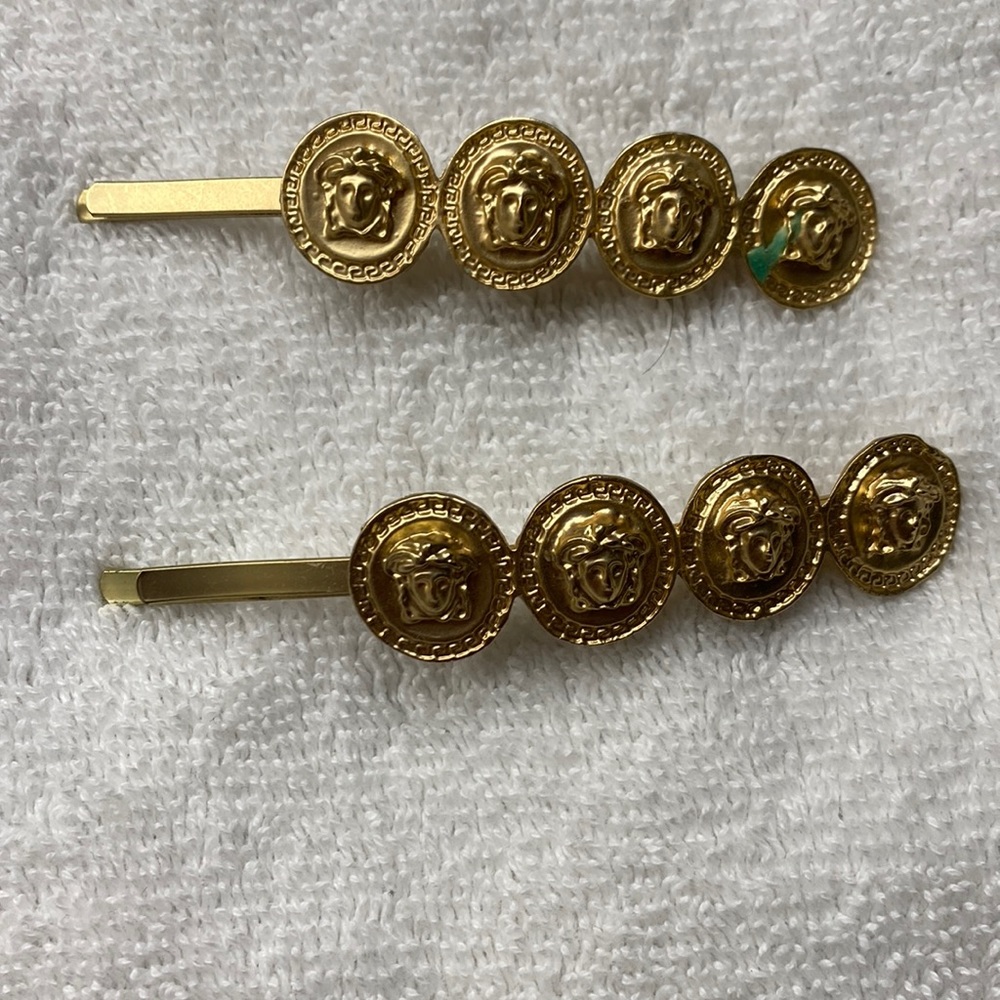 Gold Medusa hair pins set of two